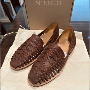 Nisolo Brown Woven Leather Slip-On Loafers
